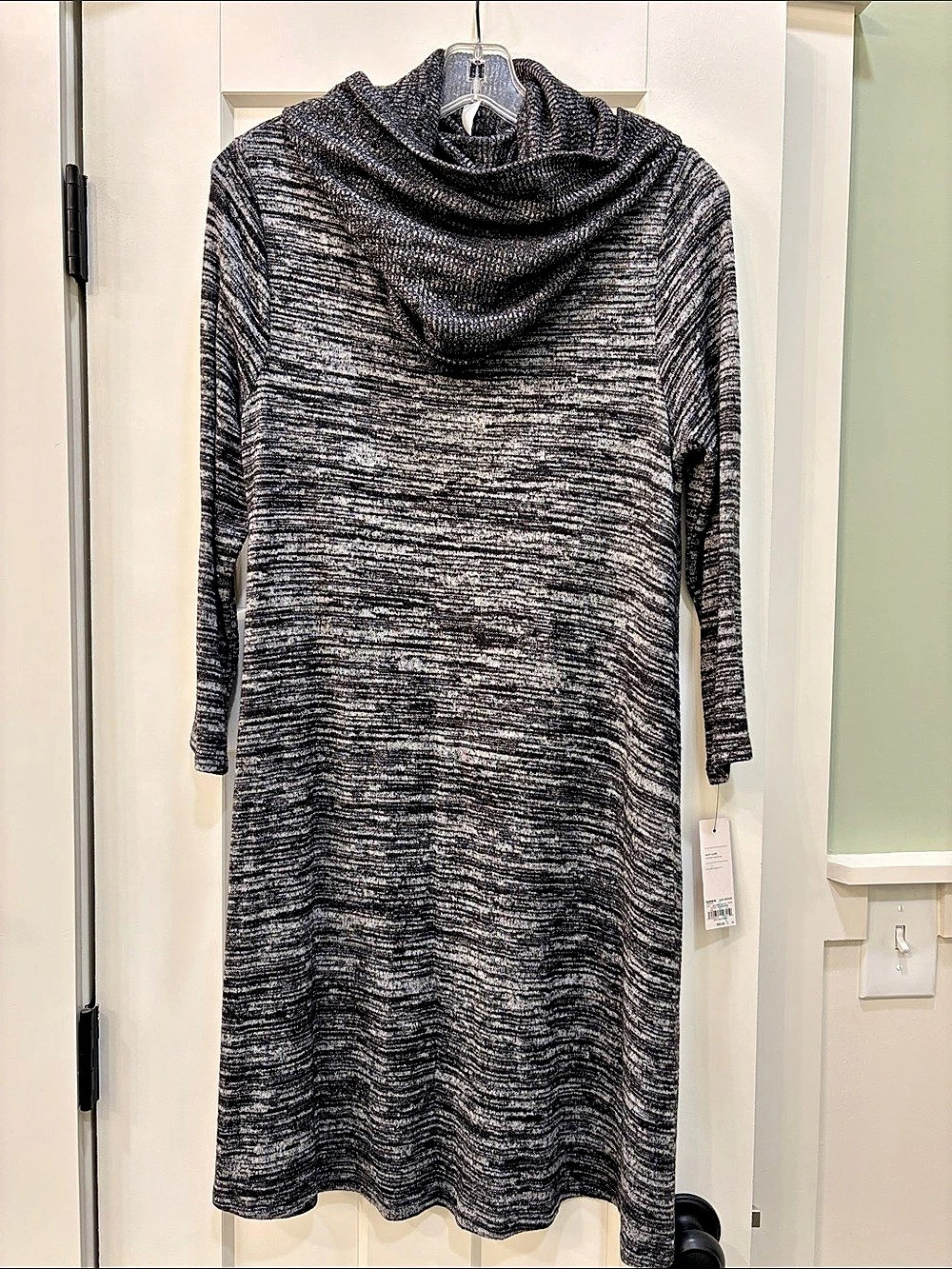 Apt. 9 Women's Midi Cowl Neck Dress Black & White With Detachable Scarf Size Med